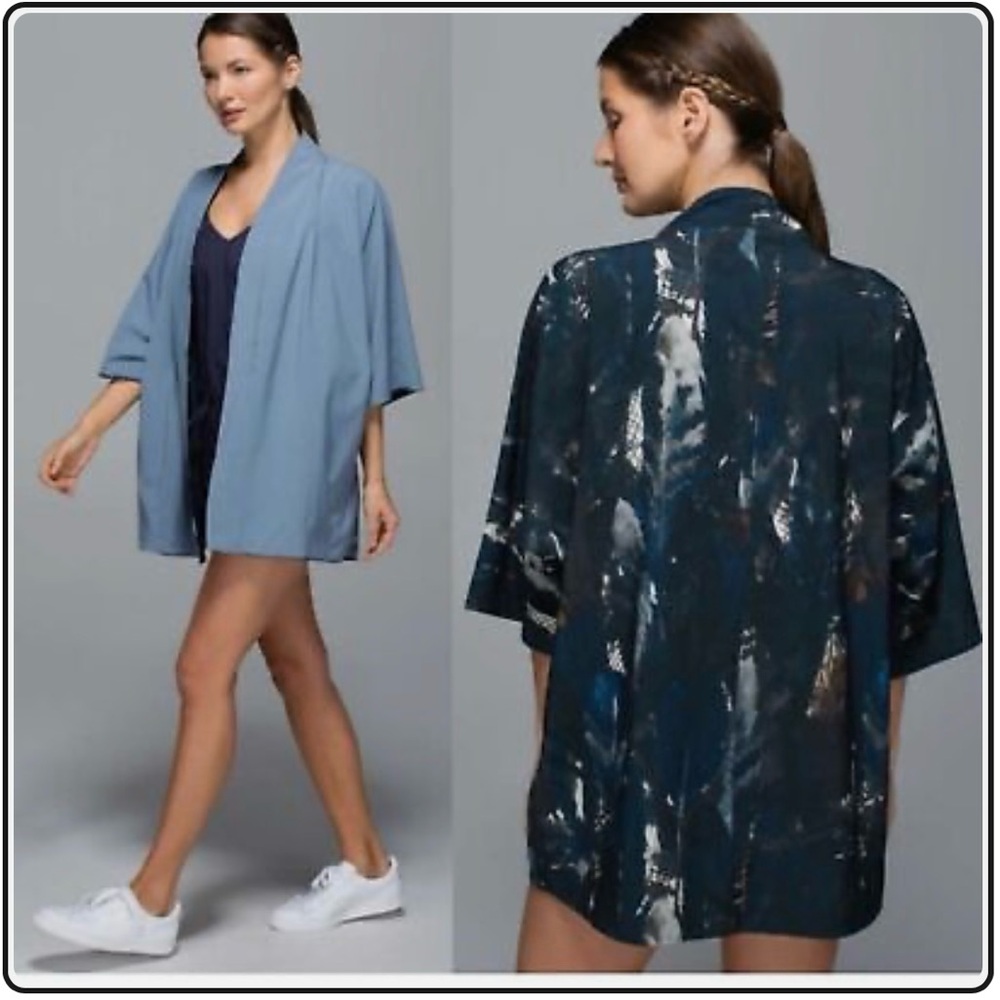 Stylish Women's Blue and Black Open-Front Blouse